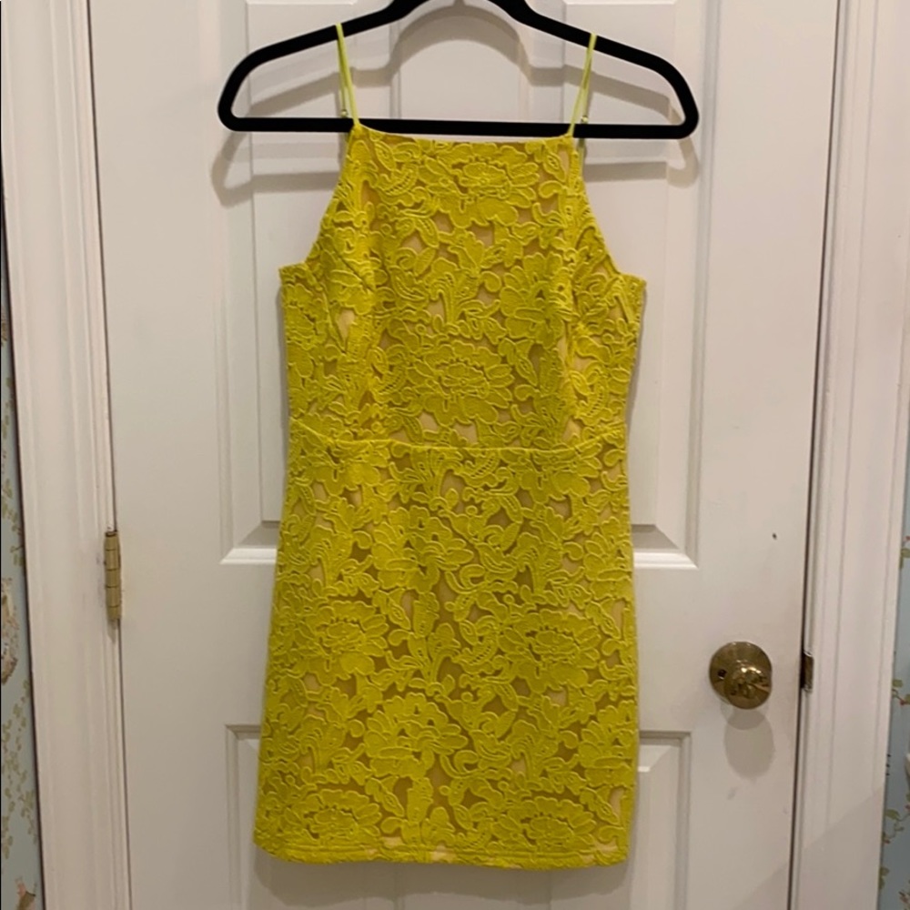 Neon colored lace dress